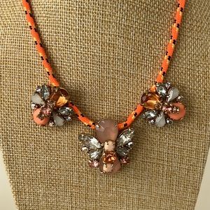 J Crew Statement Necklace Rhinestone Clusters Pink Orange White CrewCuts